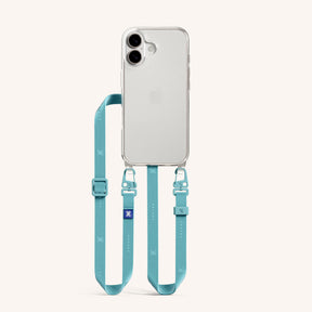 Phone Necklace with Slim Lanyard in Clear + Pool