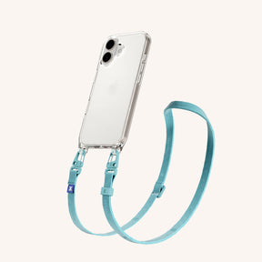 Phone Necklace with Slim Lanyard in Clear + Pool