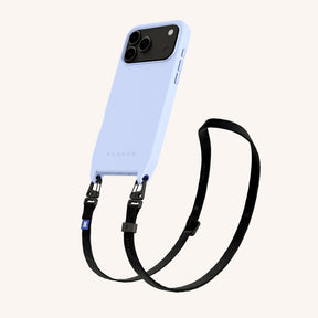 Cordon de téléphone avec fine lanière en Baby Blue + noir