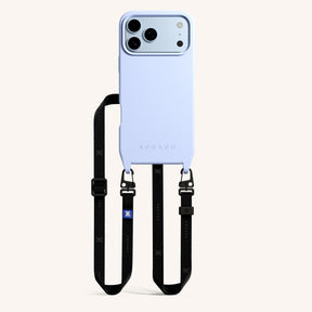 Phone Necklace with Slim Lanyard in Baby Blue + Black