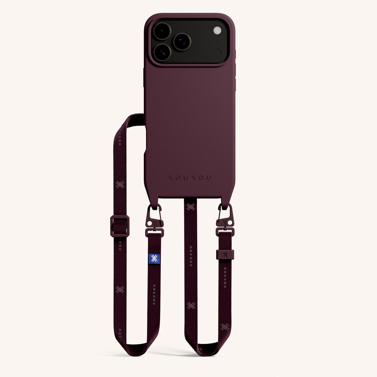 Phone Necklace with Slim Lanyard for iPhone 18 Pro Max with MagSafe in Burgundy Total View | XOUXOU #phone model_iphone 18 pro max