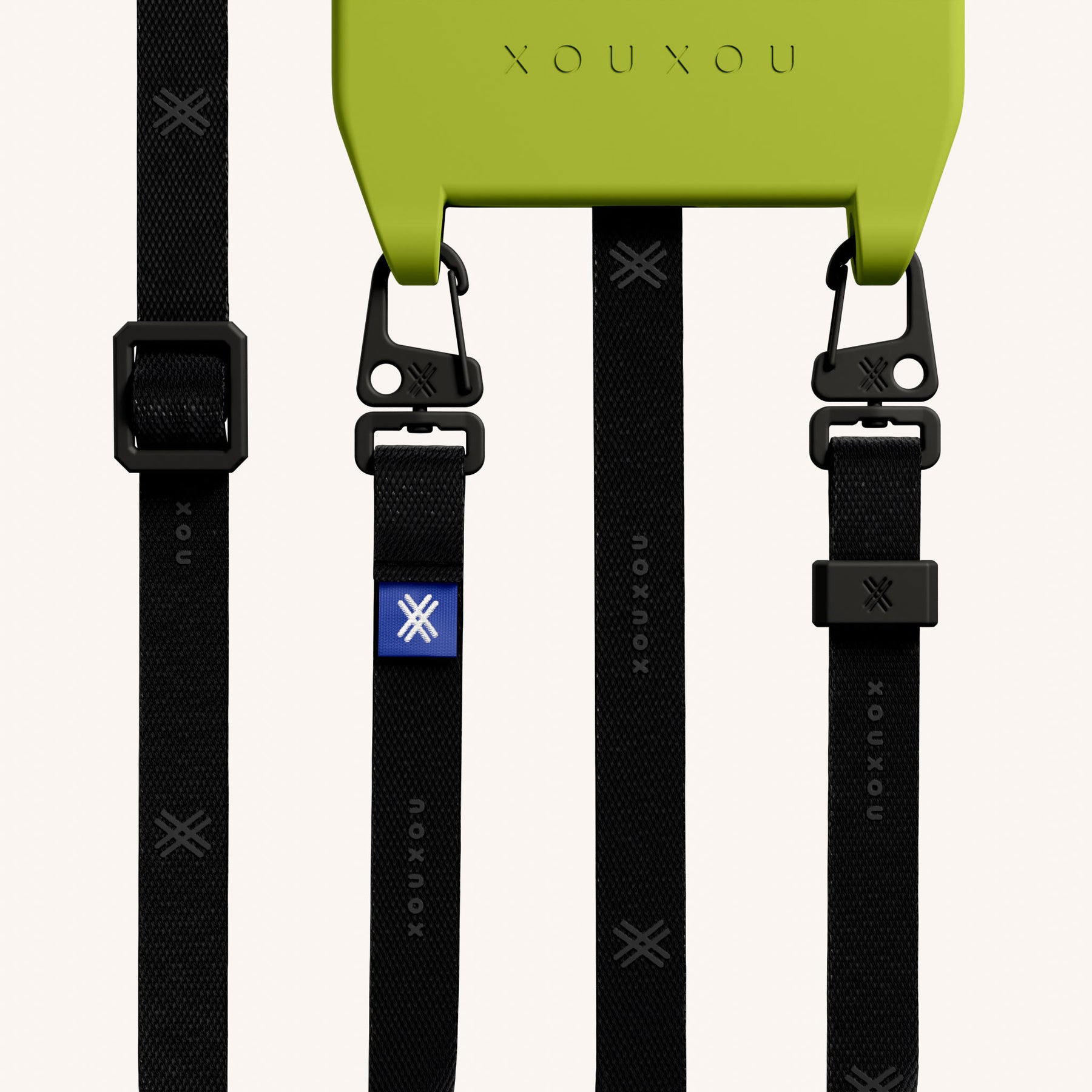 Handykette mit Schmalem Gurt in Olive + Schwarz