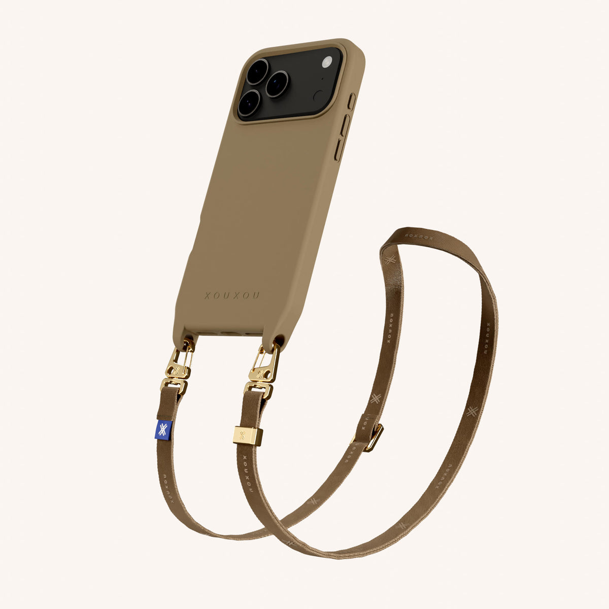 Phone Necklace with Slim Lanyard for iPhone 18 Pro Max with MagSafe in Taupe Perspective View | XOUXOU #phone model_iphone 18 pro max
