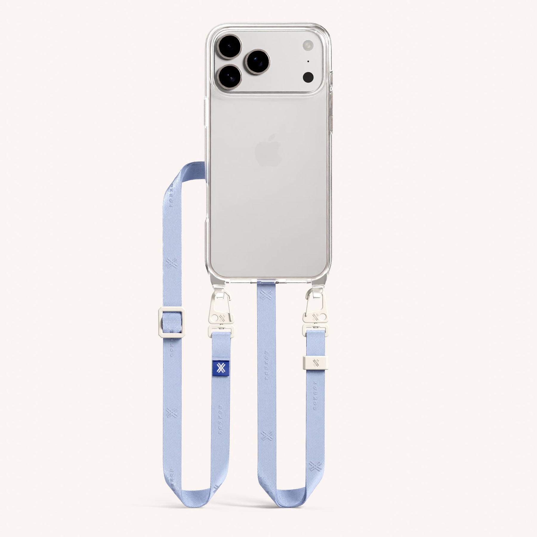 Cordon de téléphone avec fine lanière en transparent + Baby Blue