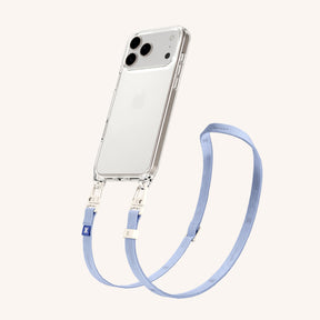 Cordon de téléphone avec fine lanière en transparent + Baby Blue