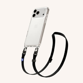 Handykette mit Schmalem Gurt in Clear + Schwarz
