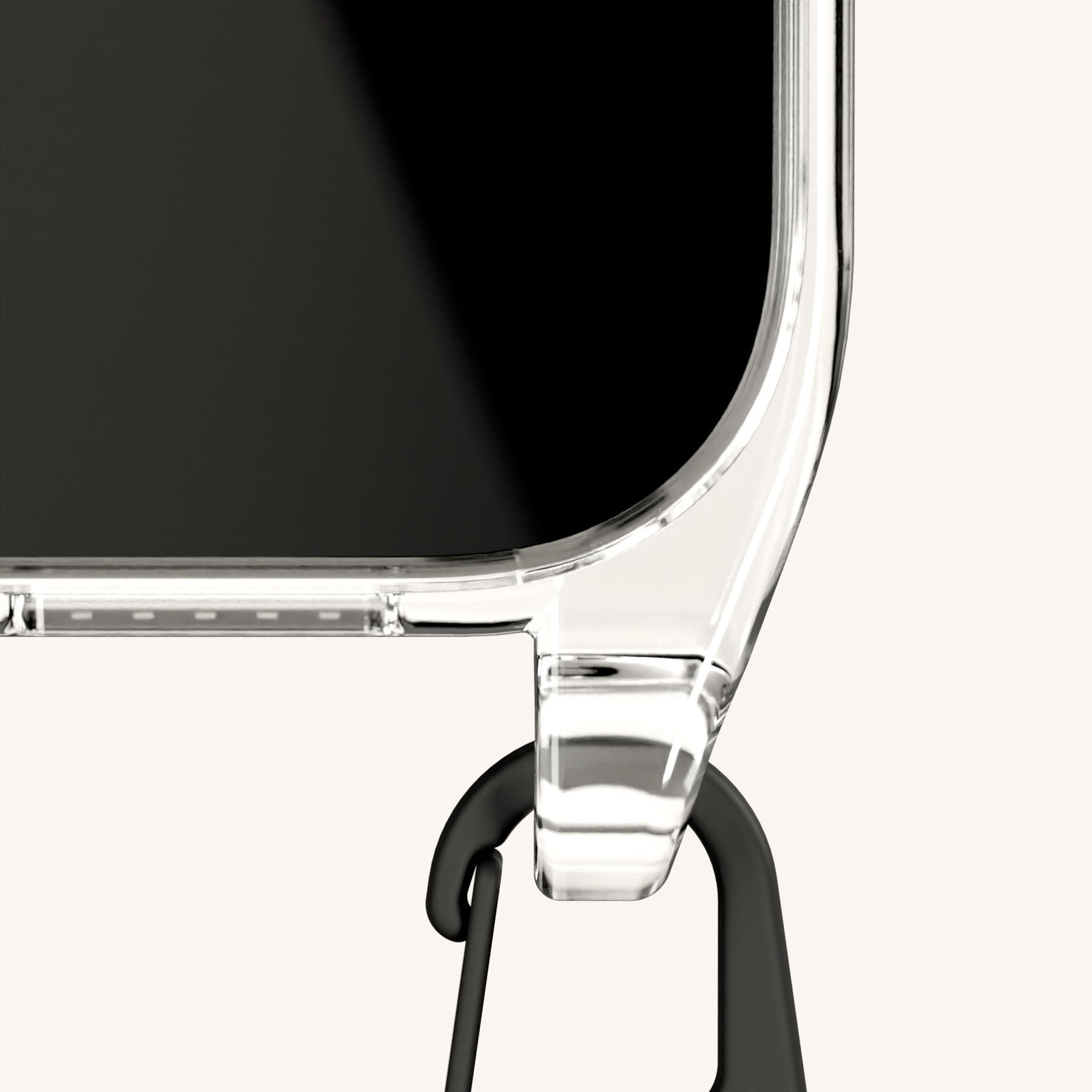 Handykette mit Schmalem Gurt in Clear + Schwarz
