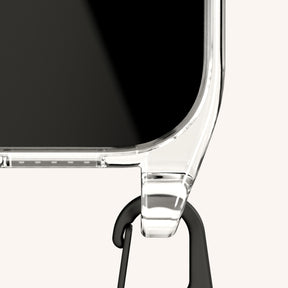 Handykette mit Schmalem Gurt in Clear + Schwarz