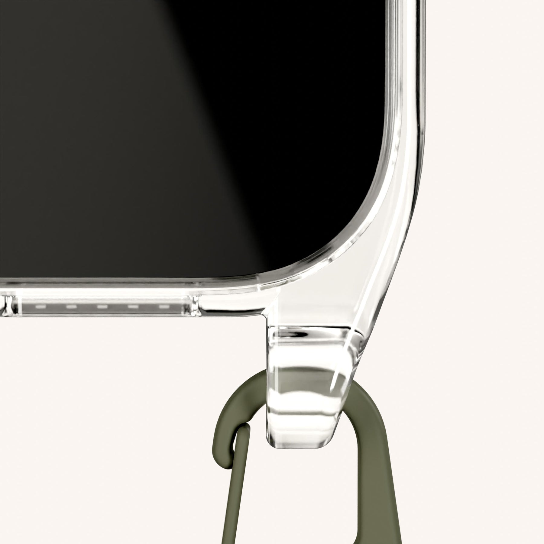 Handykette mit Schmalem Gurt in Clear + Moss