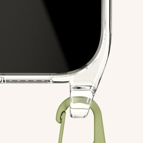 Handykette mit Schmalem Gurt in Transparent + Pistazie