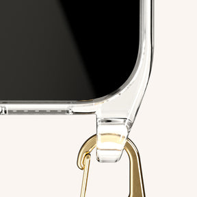 Handykette mit Schmalem Gurt in Clear + Taupe