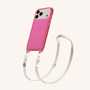 Handykette mit Schmalem Gurt in Cyber Pink Clear + Chalk