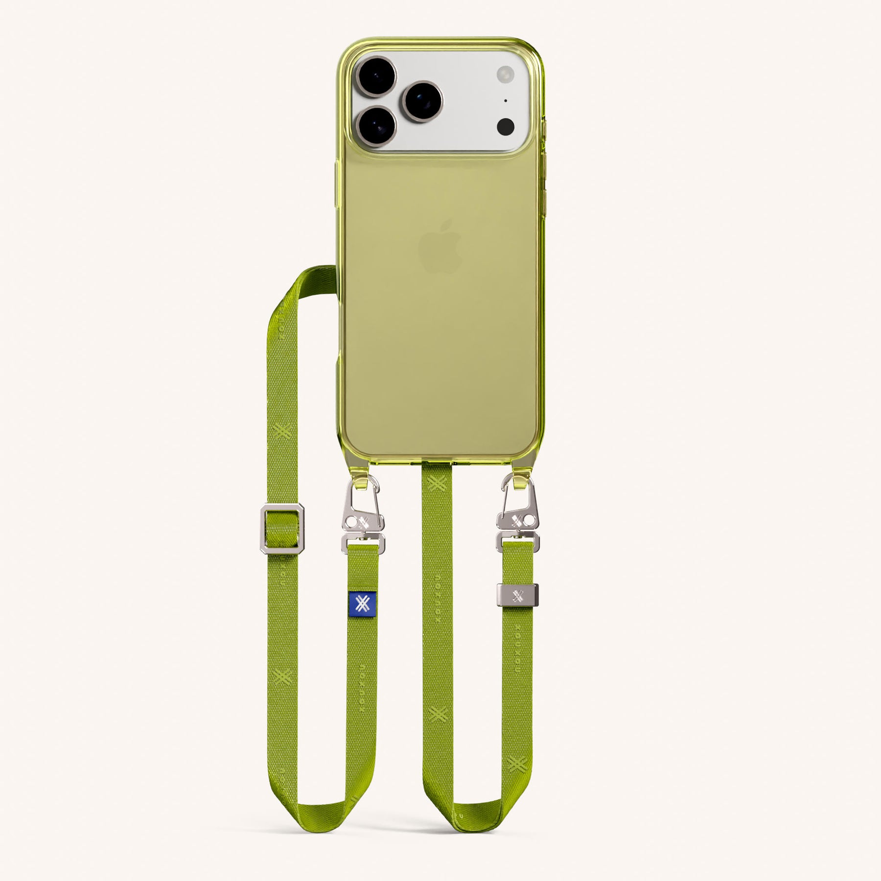 Handykette mit Schmalem Gurt in Sunny Lime Clear + Olive