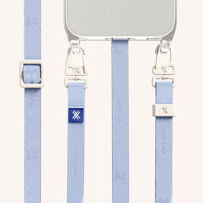 Cordon de téléphone avec fine lanière en transparent + Baby Blue