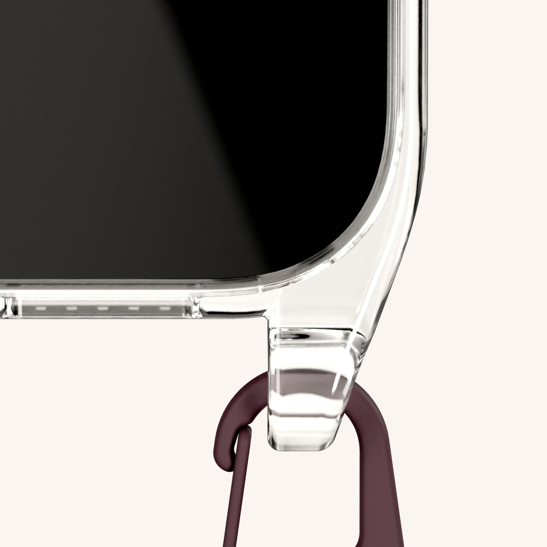 Cordon de téléphone avec fine lanière en Clear + Burgundy