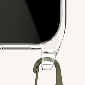 Handykette mit Schmalem Gurt in Clear + Moss