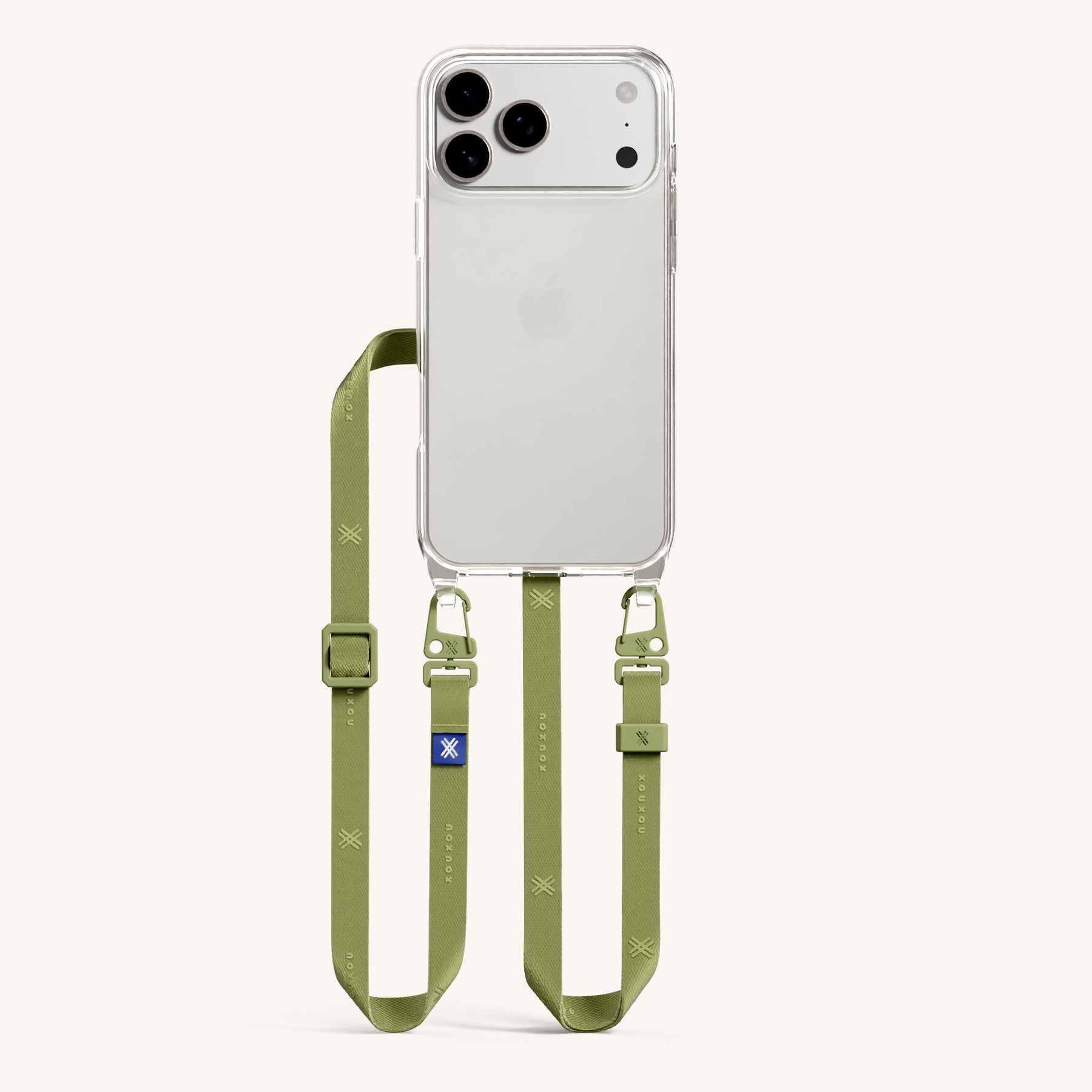 Handykette mit Schmalem Gurt in Transparent + Pistazie