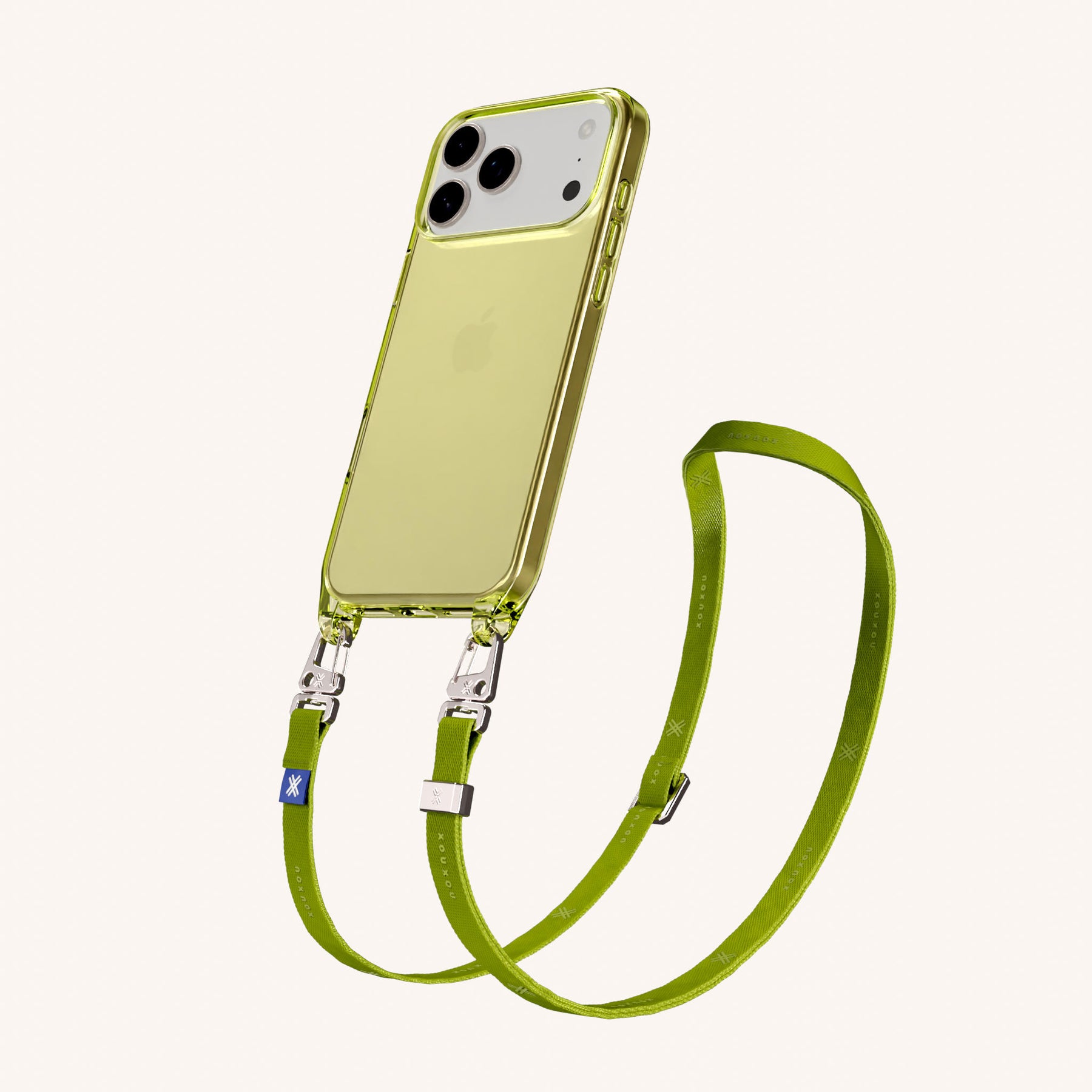 Handykette mit Schmalem Gurt in Sunny Lime Clear + Olive