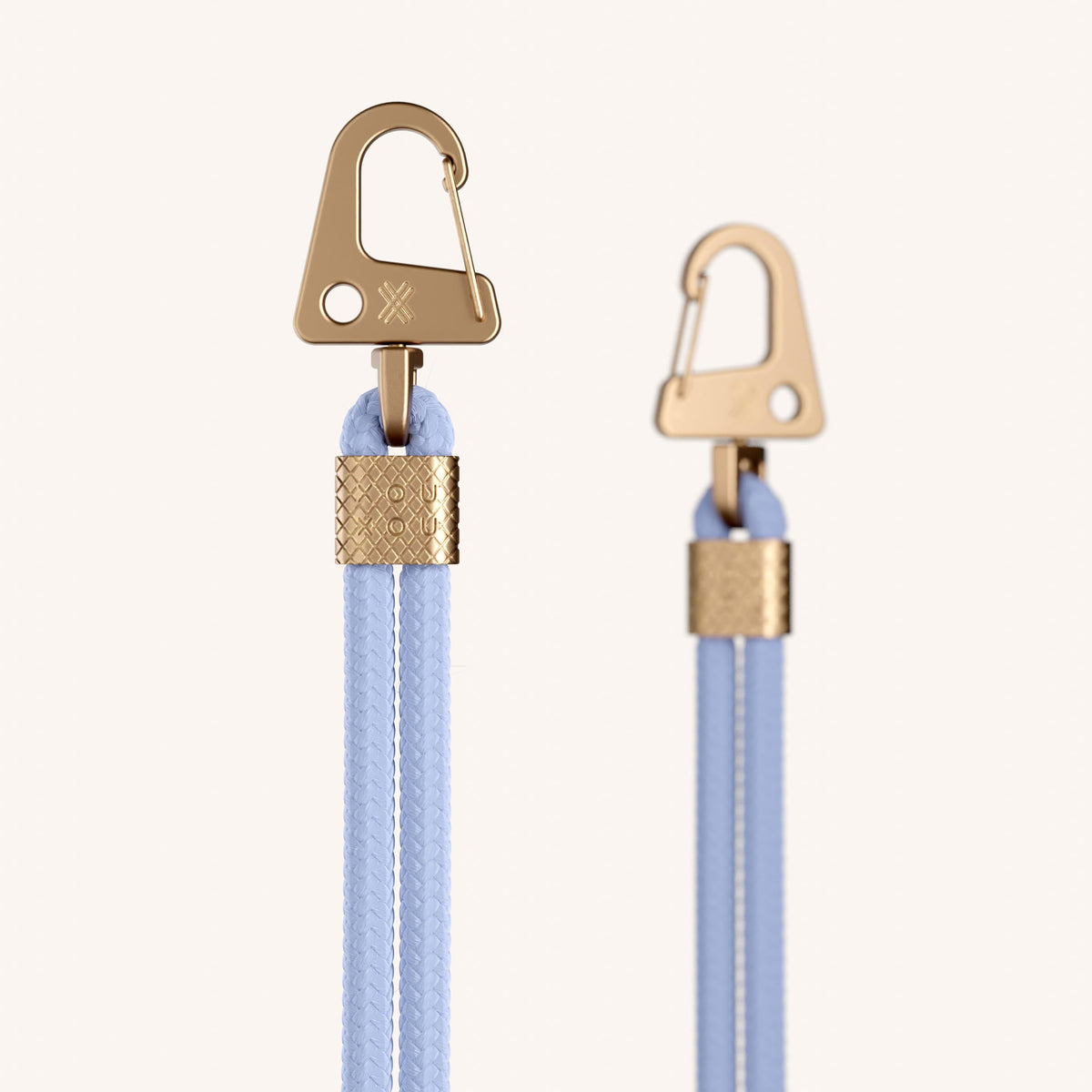 Phone Strap Carabiner Rope in Baby Blue Detail View | XOUXOU