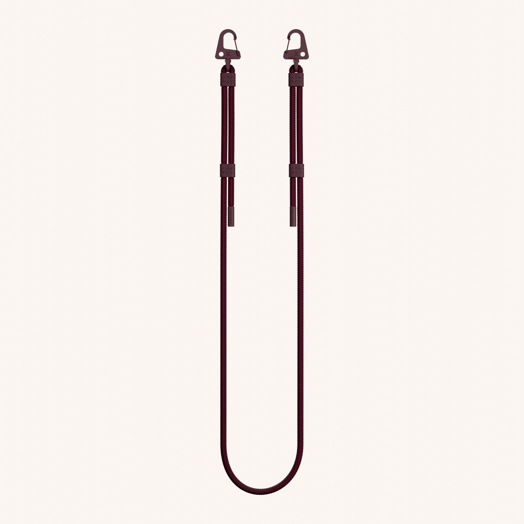 Phone Strap Carabiner Rope in Burgundy Total View | XOUXOU