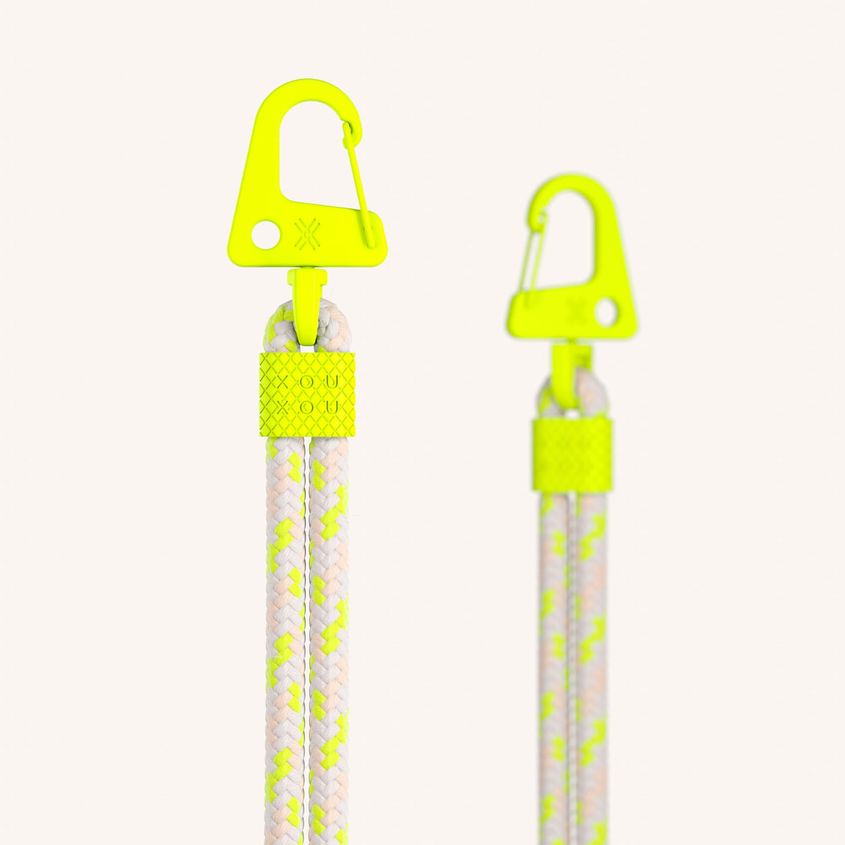Phone Strap Carabiner Rope in Neon Camouflage Detail View | XOUXOU