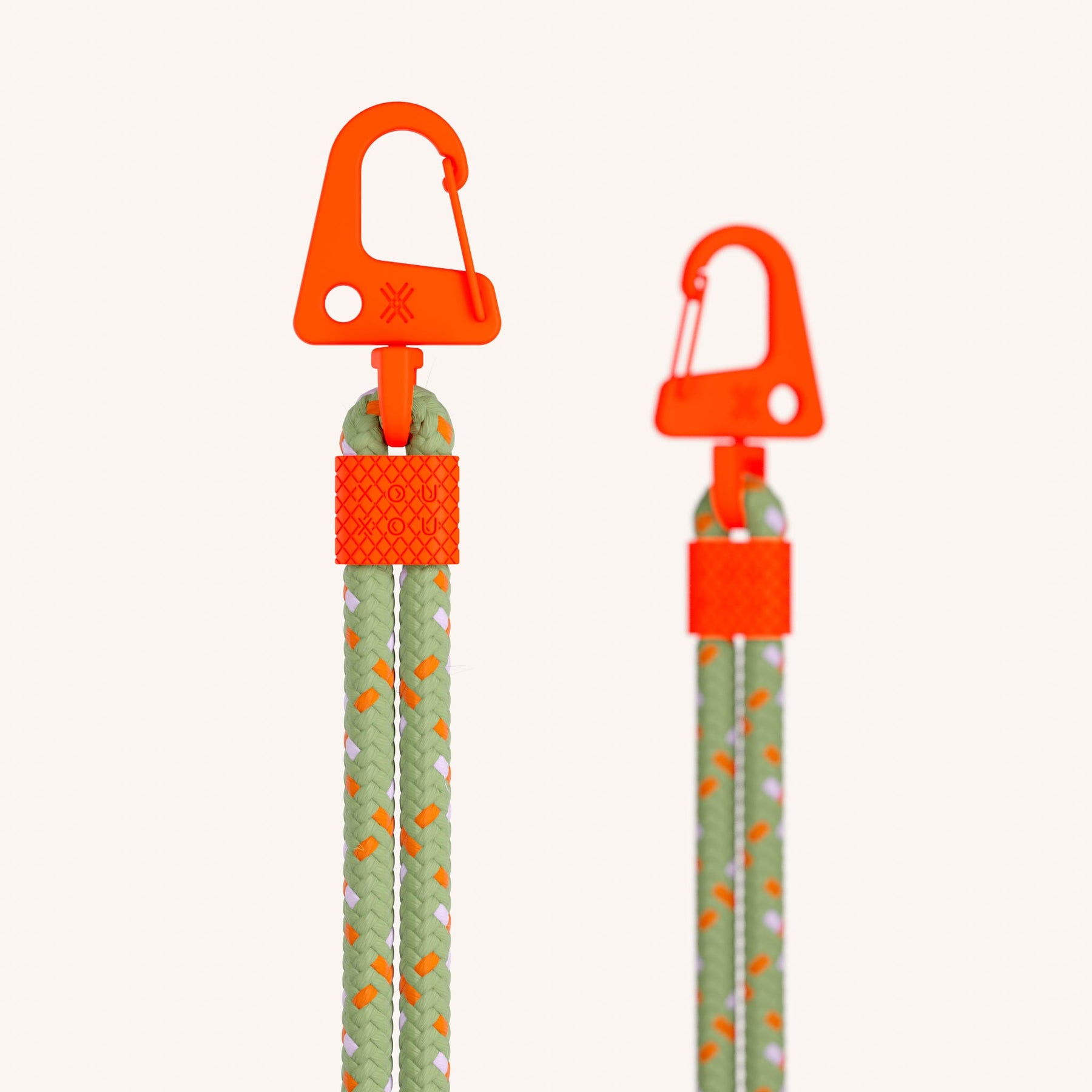 Phone Strap Carabiner Rope in Orange Camouflage Detail View | XOUXOU