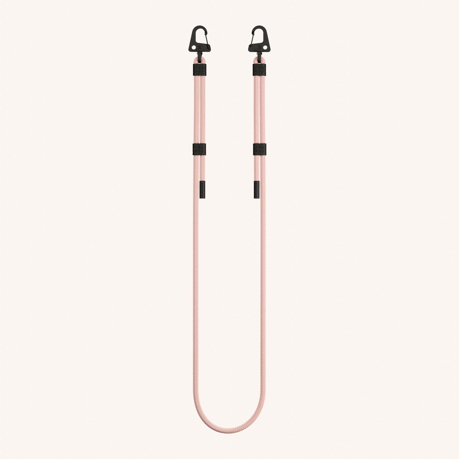 Phone Strap Carabiner Rope in Powder Pink Total View | XOUXOU