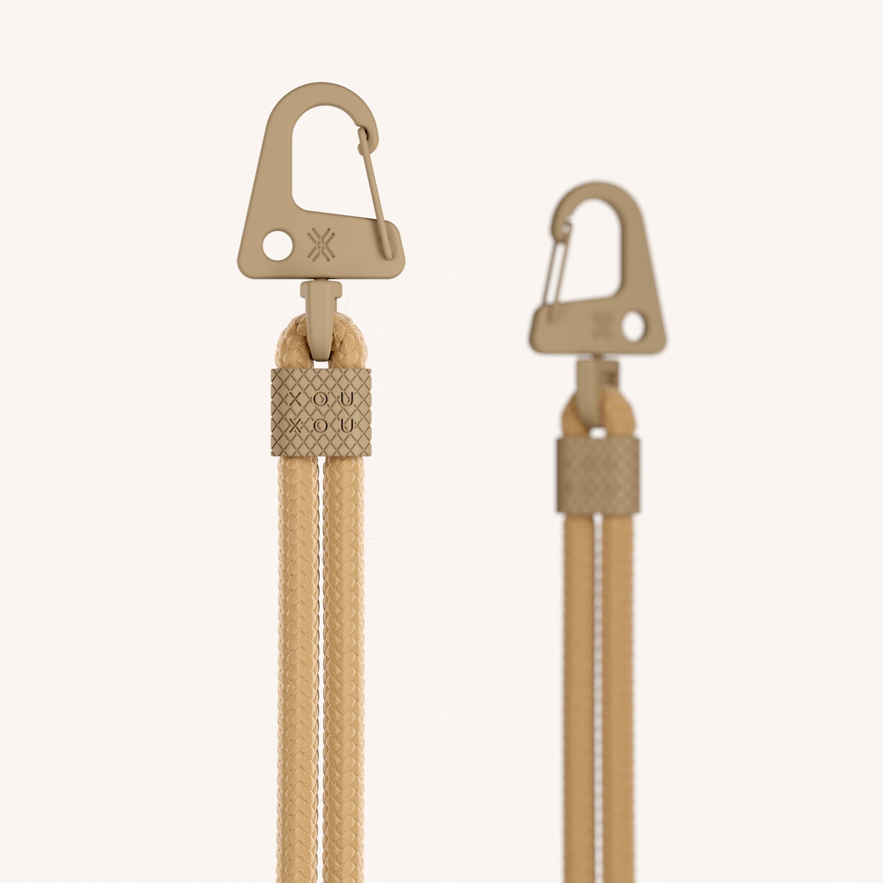 Phone Strap Carabiner Rope in Sand Detail View | XOUXOU