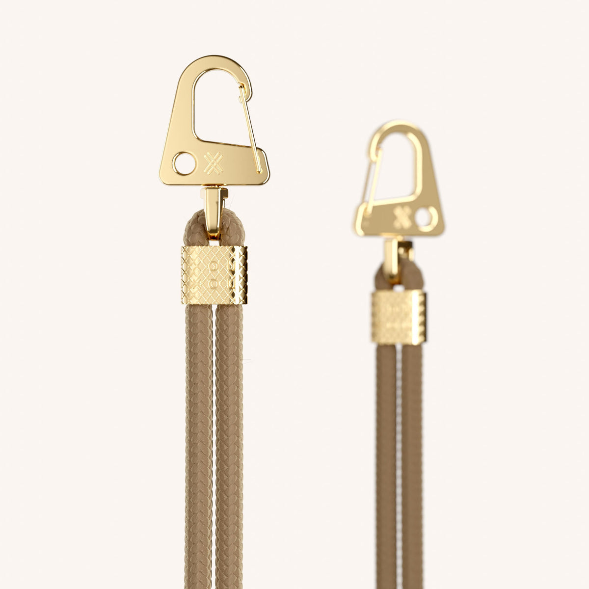 Phone Strap Carabiner Rope in Taupe Detail View | XOUXOU