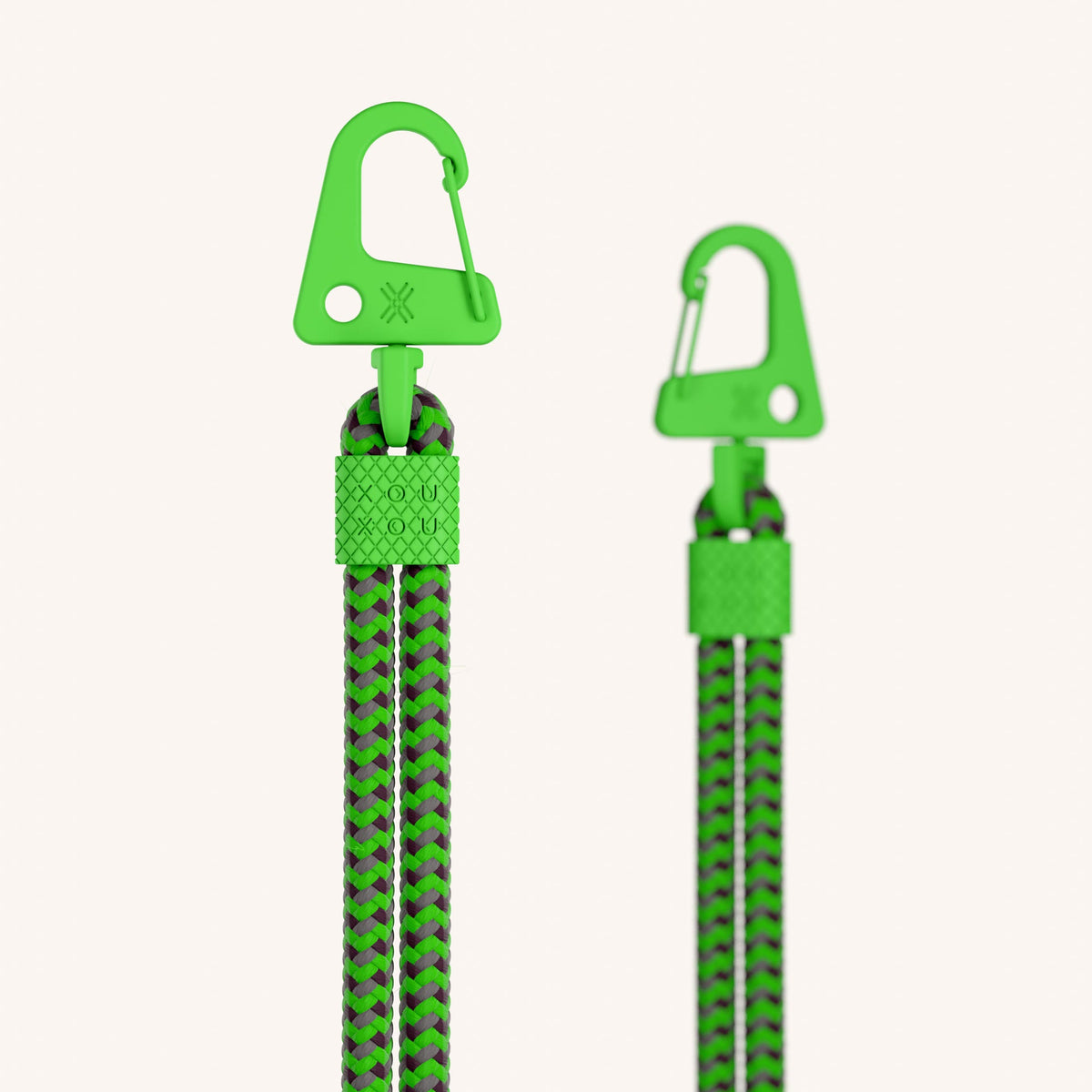 Phone Strap Carabiner Rope in Vibrant Neon Green Detail View | XOUXOU