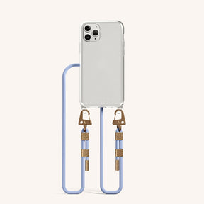Phone Necklace with Carabiner Rope in Clear + Baby Blue