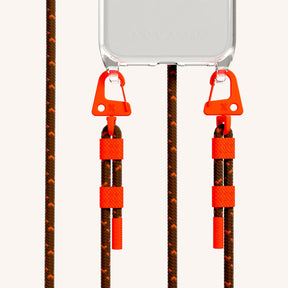 Phone Necklace with Carabiner Rope in Clear + Chestnut