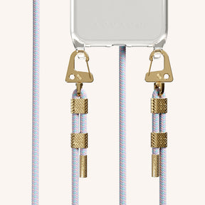 Phone Necklace with Carabiner Rope in Clear + Vibrant Pastel