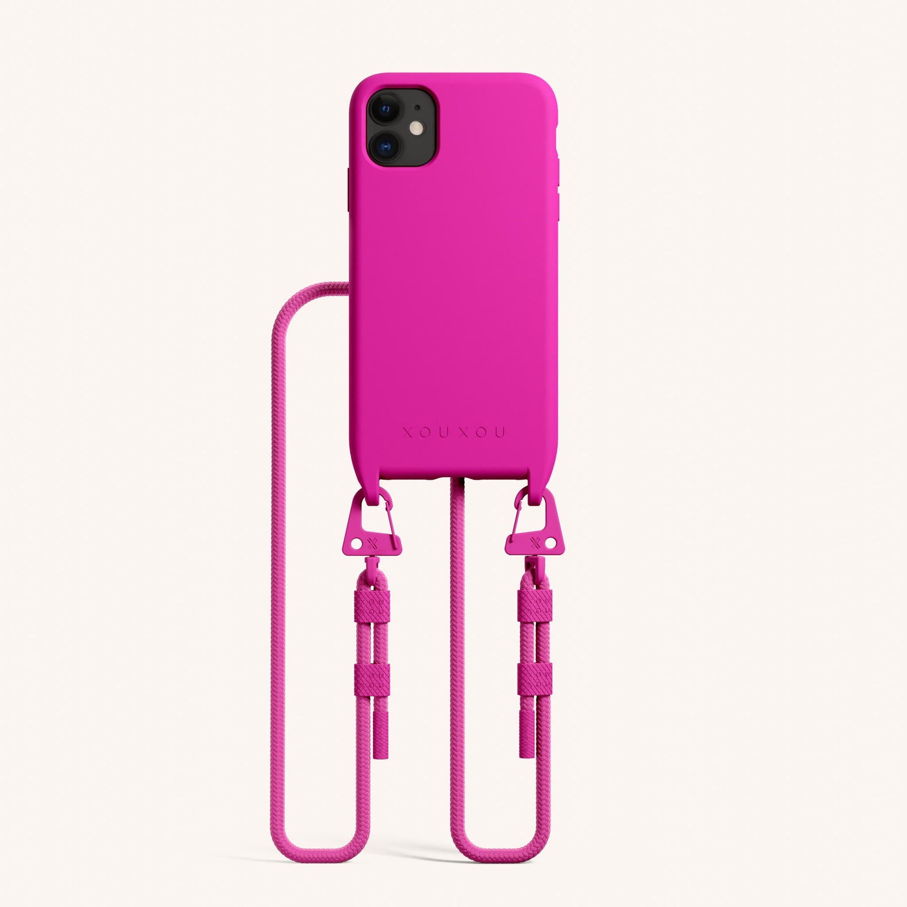 Phone Necklace with Carabiner Rope in Power Pink