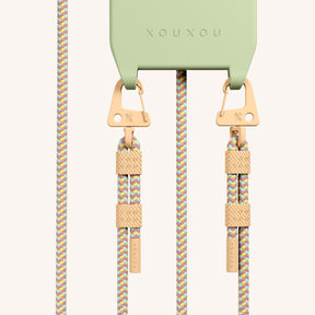 Phone Necklace with Carabiner Rope in Light Olive + Palm Springs