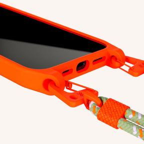 Handykette mit Karabinerband in Neon Orange + Orange Kamouflage