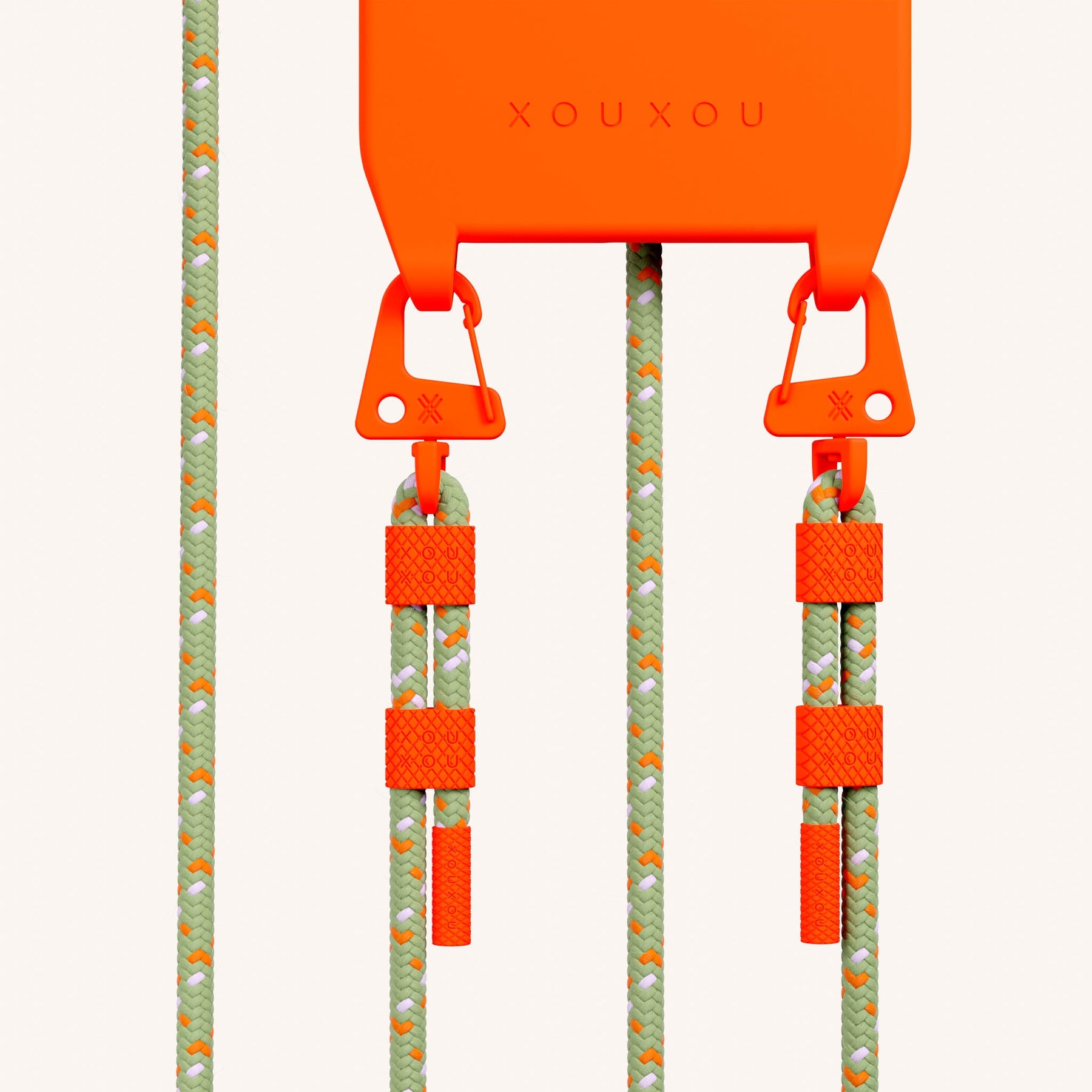 Phone Necklace with Carabiner Rope in Neon Orange + Orange Camouflage