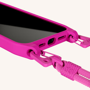 Phone Necklace with Carabiner Rope in Power Pink