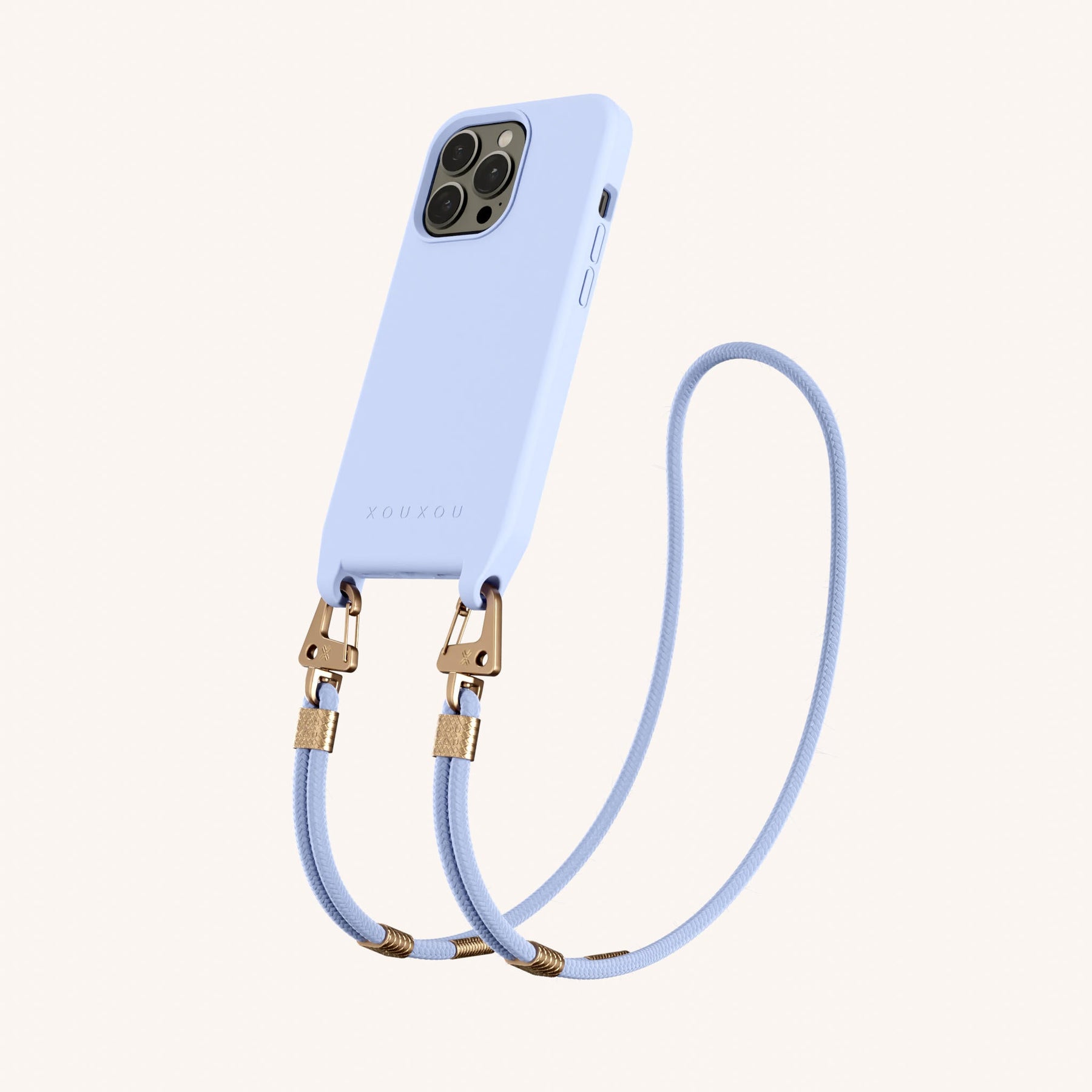 Phone Necklace with Carabiner Rope in Baby Blue