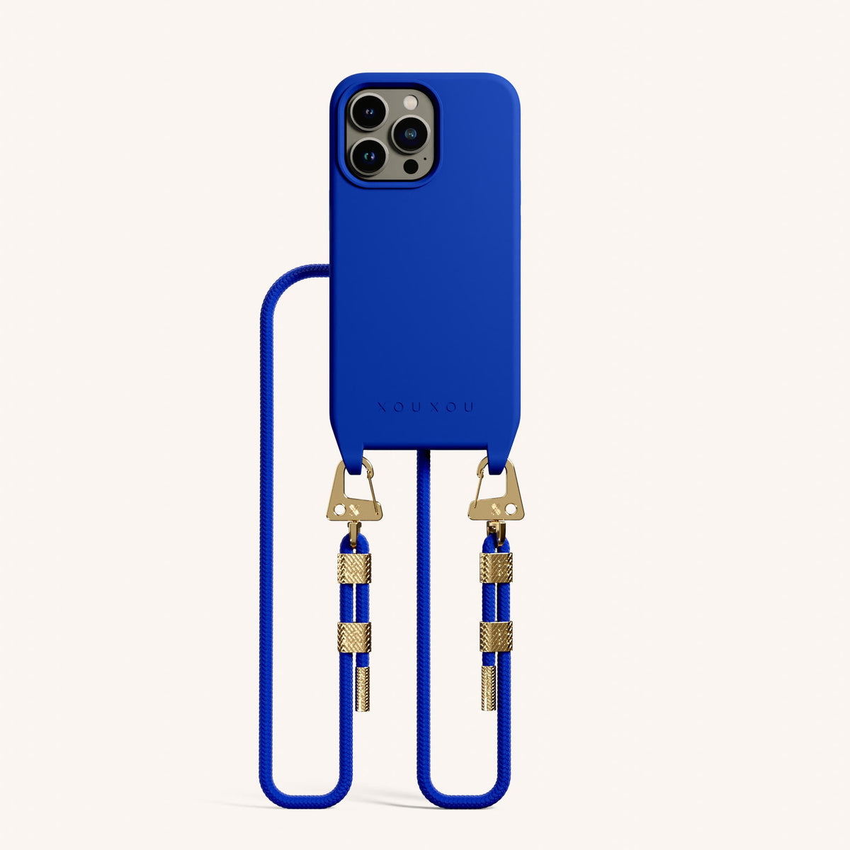 Phone Necklace with Carabiner Rope for iPhone 13 Pro with MagSafe in Blue Total View | XOUXOU #phone model_iphone 13 pro