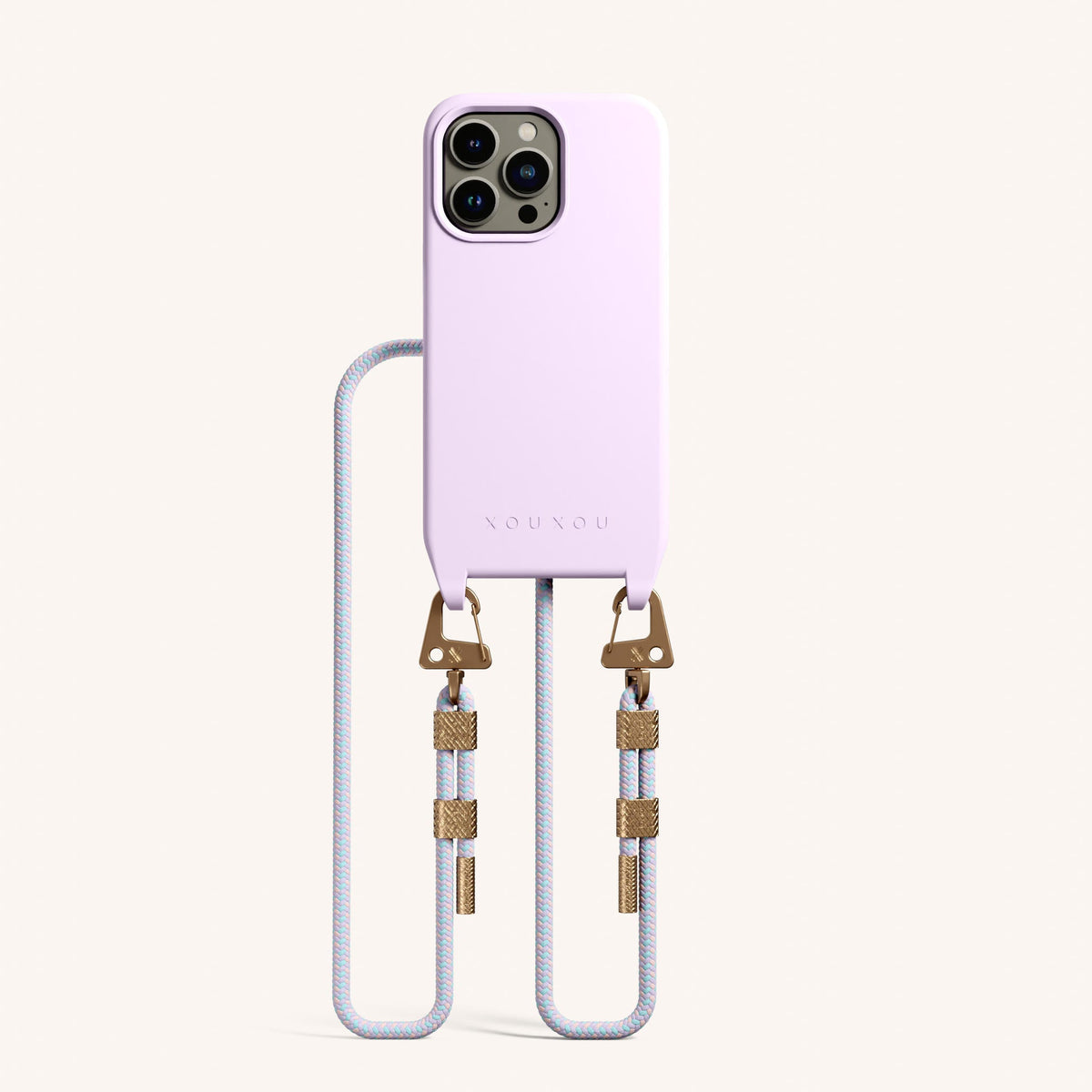 Phone Necklace with Carabiner Rope for iPhone 13 Pro with MagSafe in Lilac + Vibrant Pastel Total View | XOUXOU #phone model_iphone 13 pro