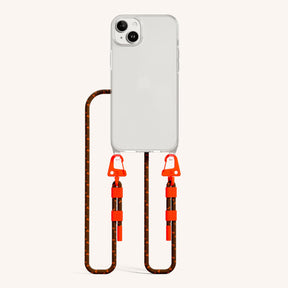 Phone Necklace with Carabiner Rope in Clear + Chestnut