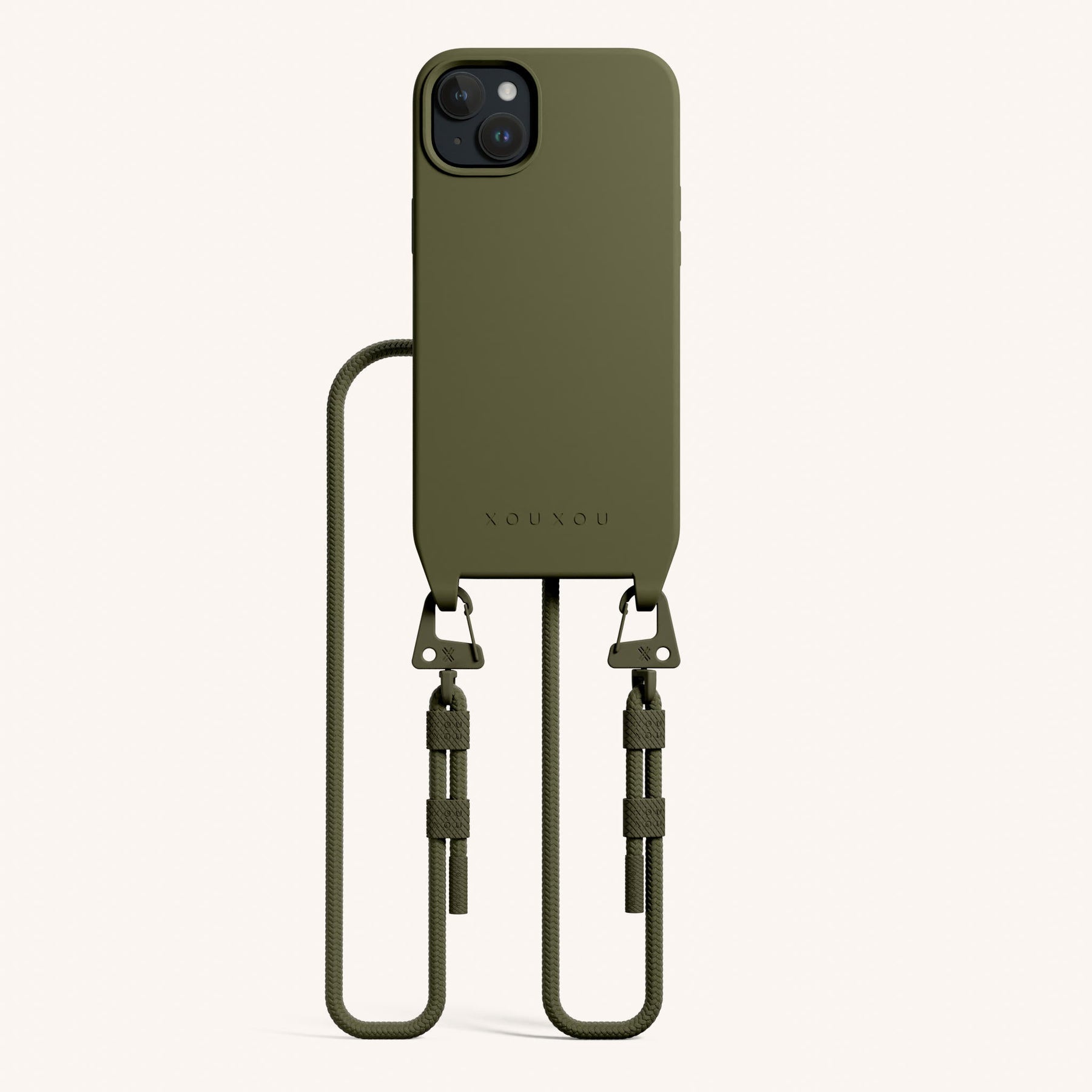 Phone Necklace with Carabiner Rope in Moss