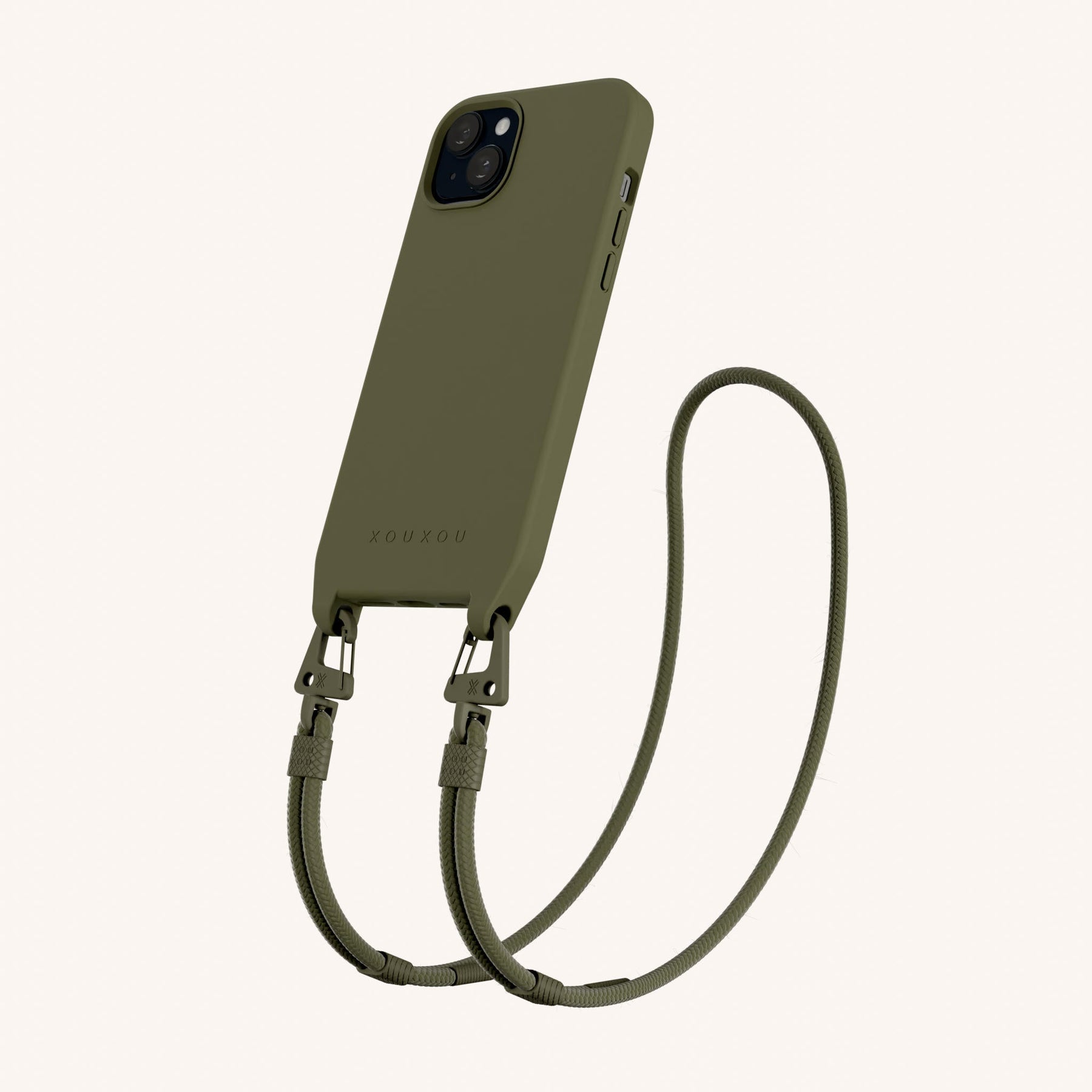 Phone Necklace with Carabiner Rope in Moss