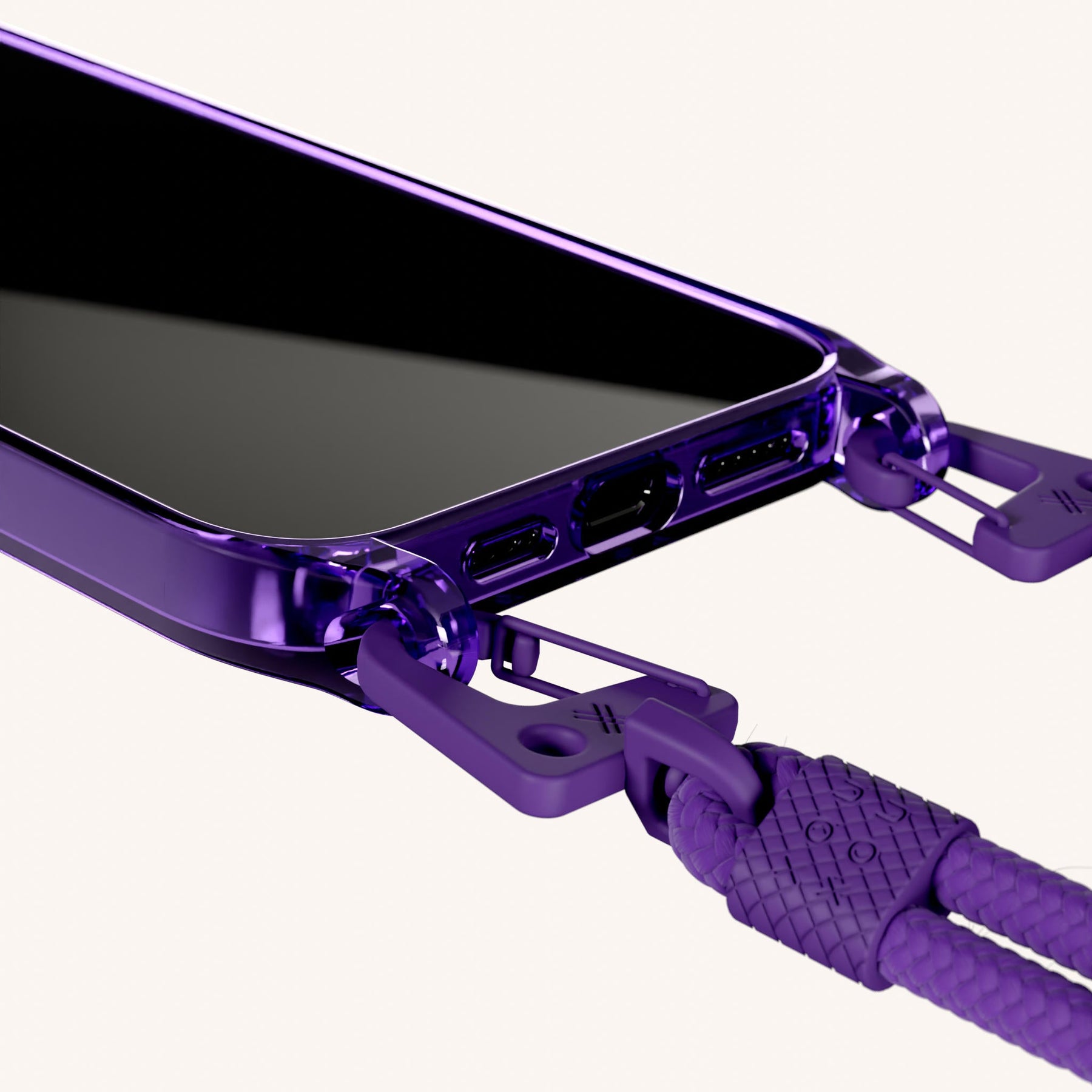 Handykette mit Karabinerband in Violett transparent