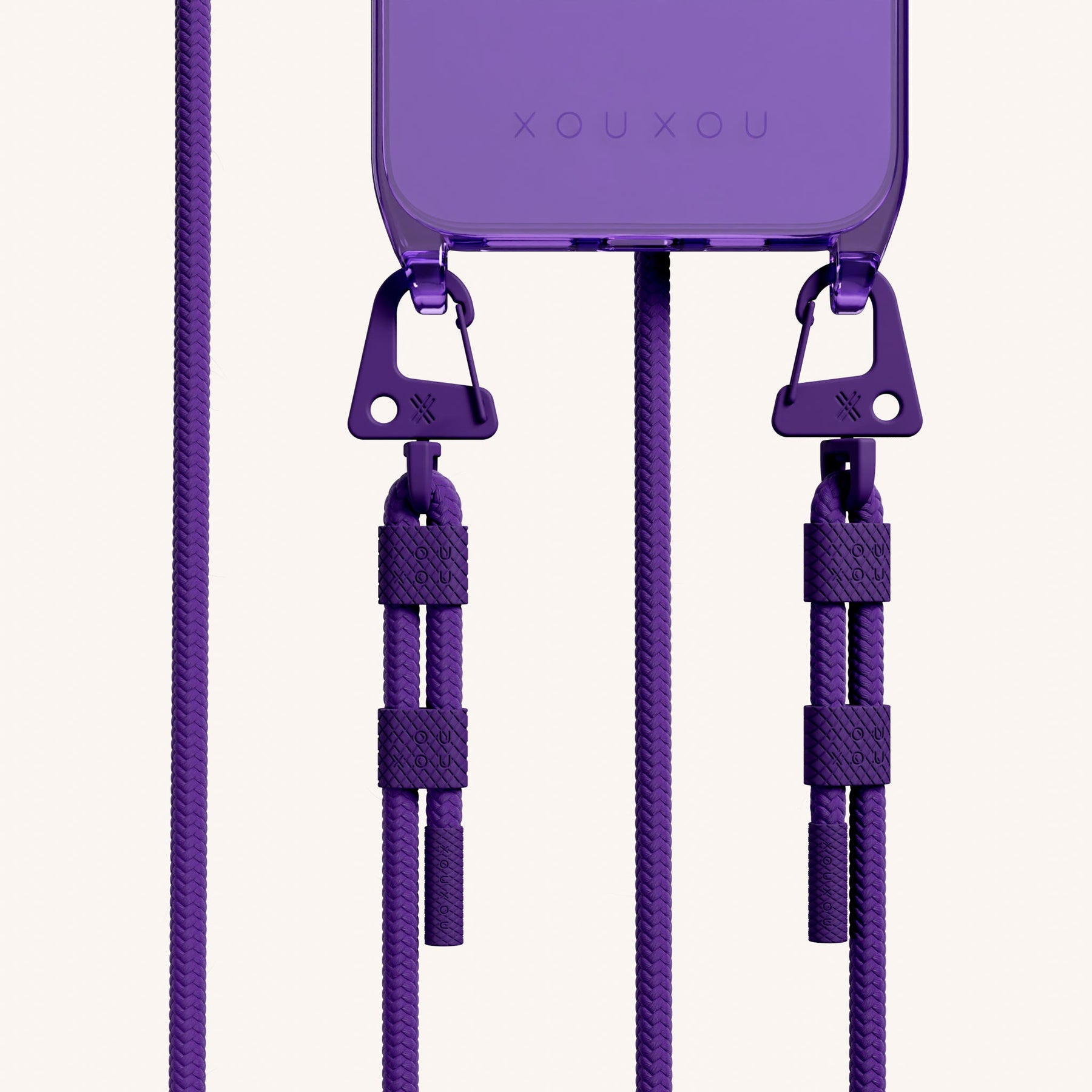 Handykette mit Karabinerband in Violett transparent