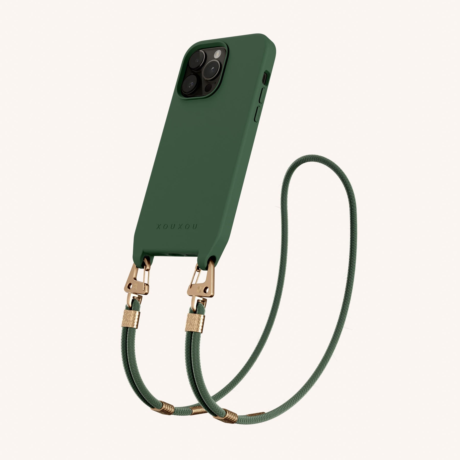 Phone Necklace with Carabiner Rope in Sage