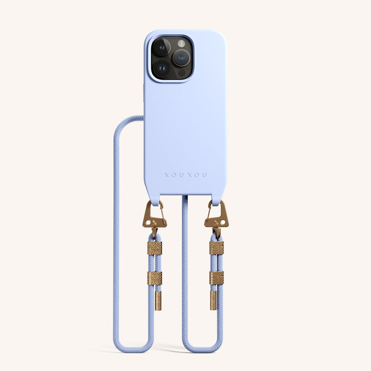 Phone Necklace with Carabiner Rope for iPhone 14 Pro with MagSafe in Baby Blue Total View | XOUXOU #phone model_iphone 14 pro