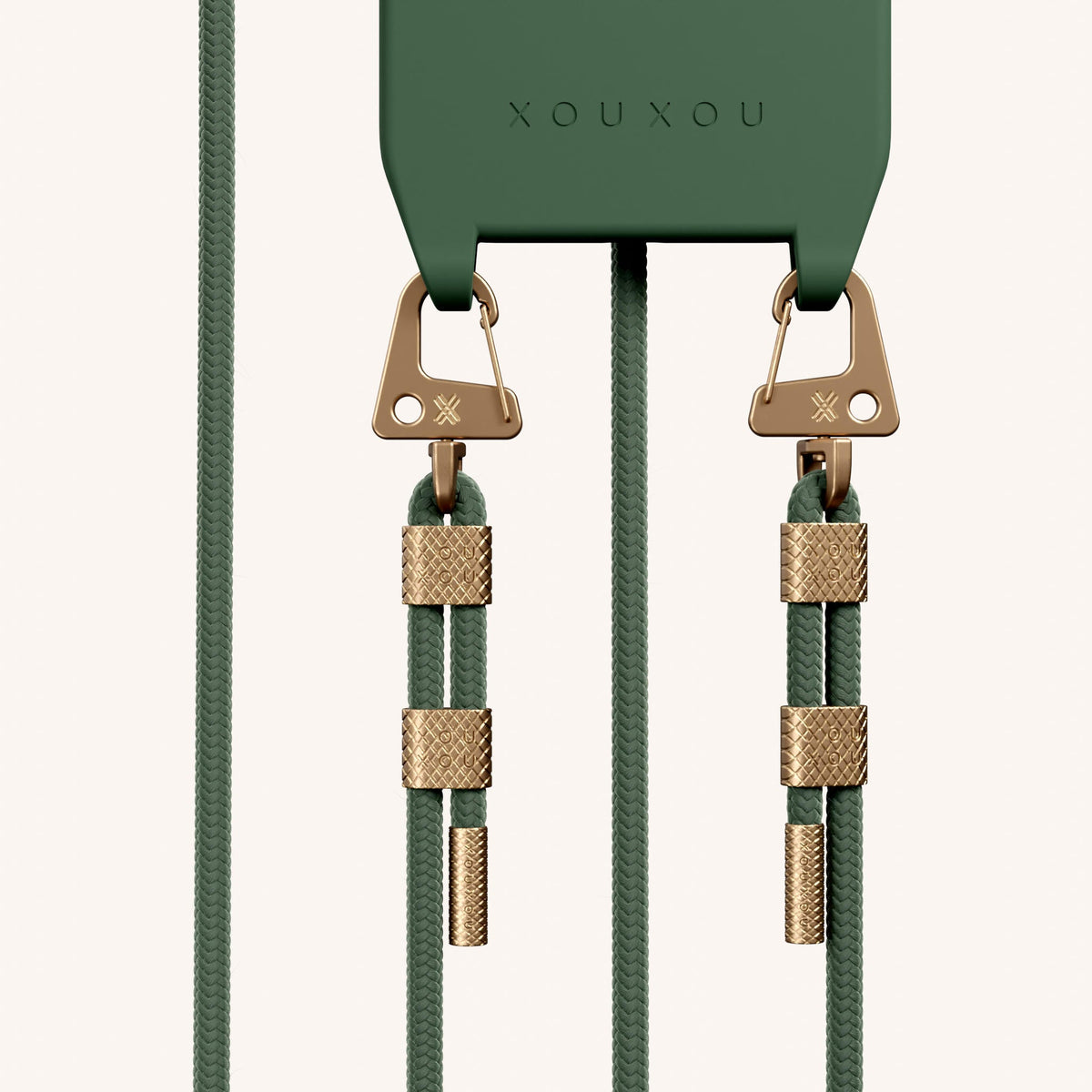 Phone Necklace with Carabiner Rope in Sage - XOUXOU®