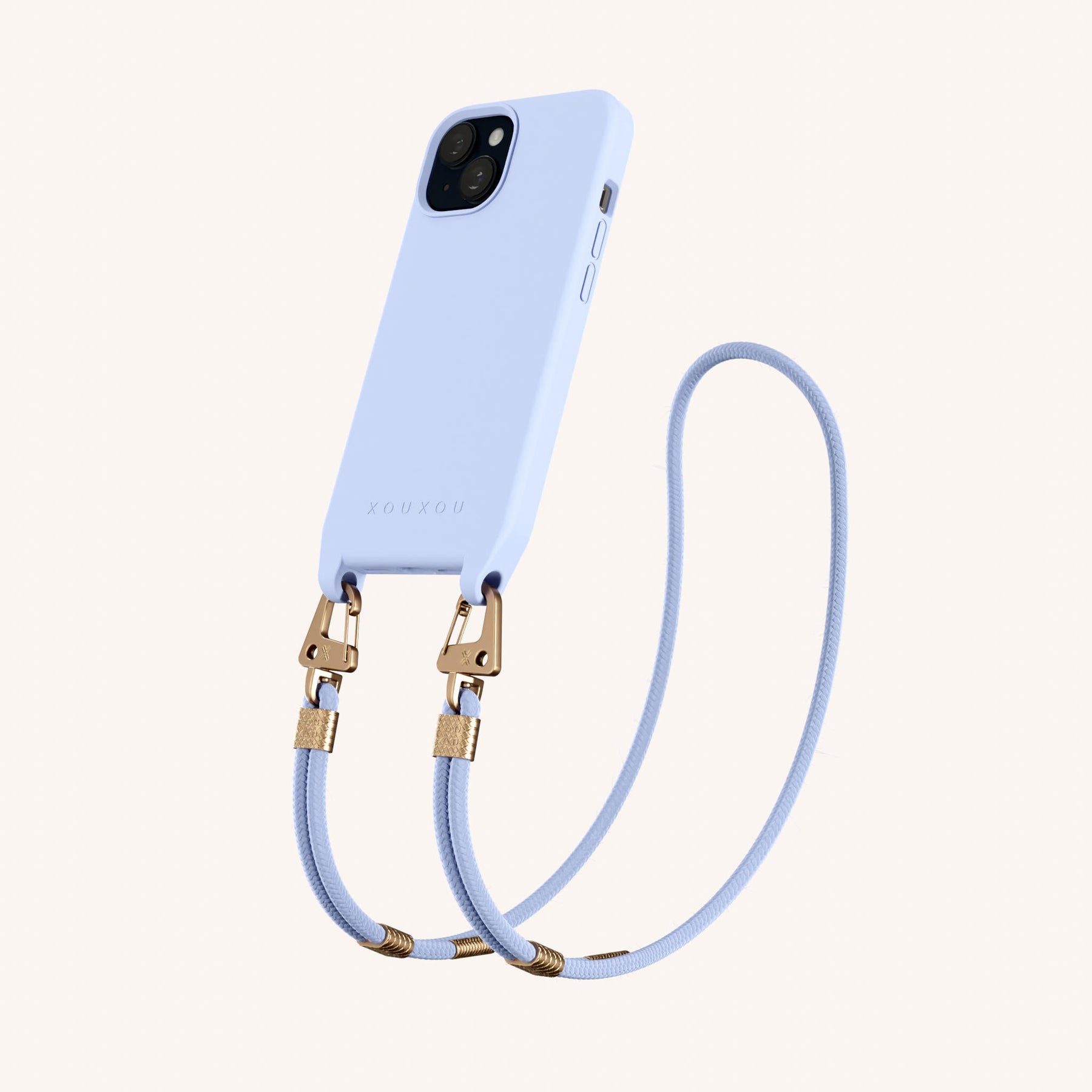 Phone Necklace with Carabiner Rope in Baby Blue
